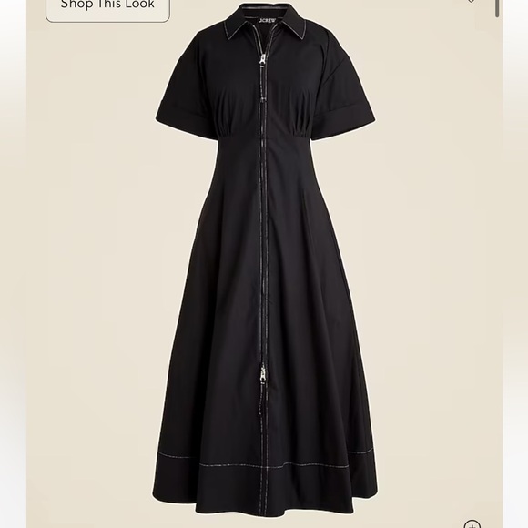 NWT! J.Crew Zip-up black shirtdress in cotton poplin. Size 6. $178 - Picture 1 of 9